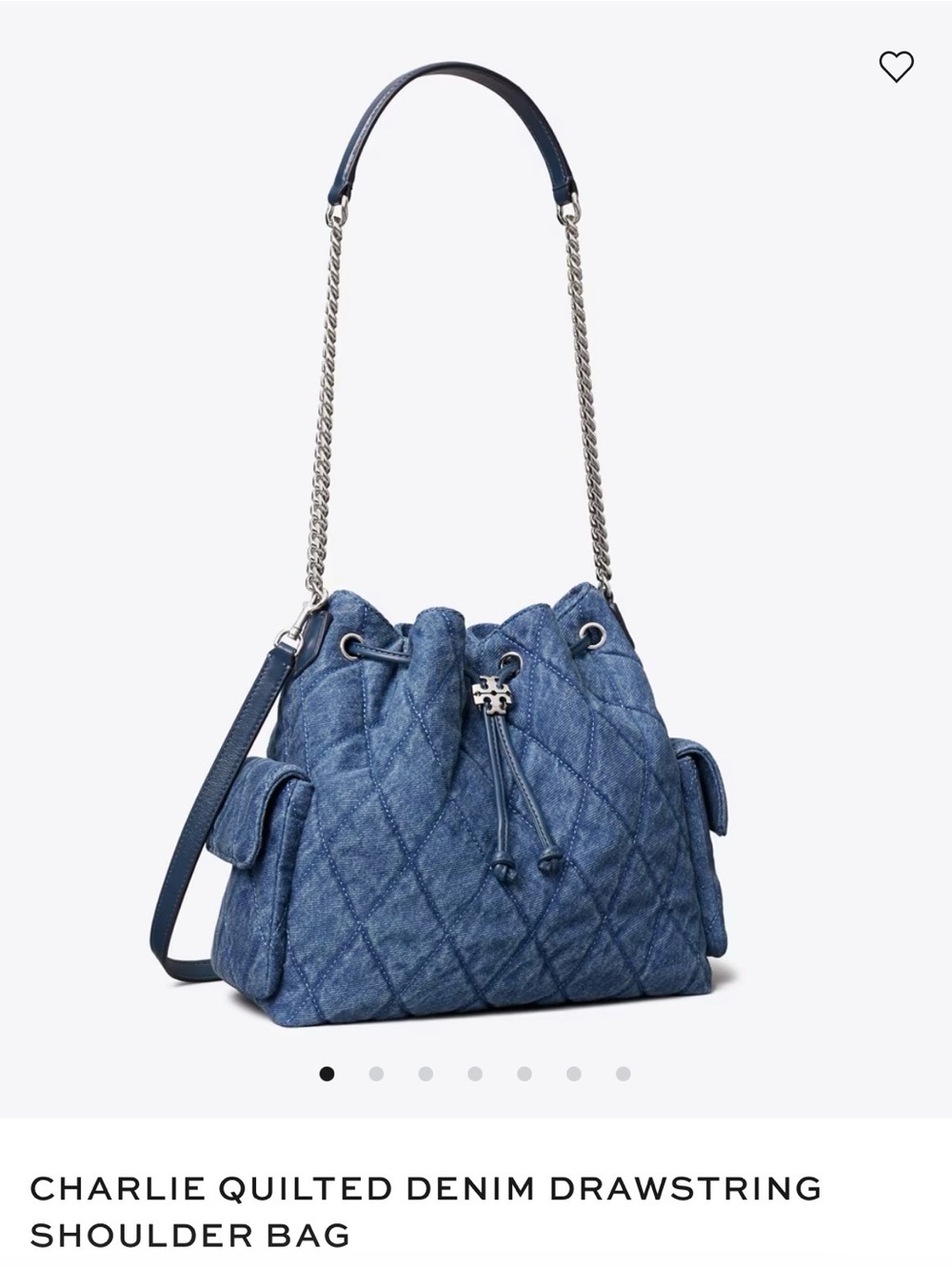 Tory Burch Charlie Drawstring Bag denim